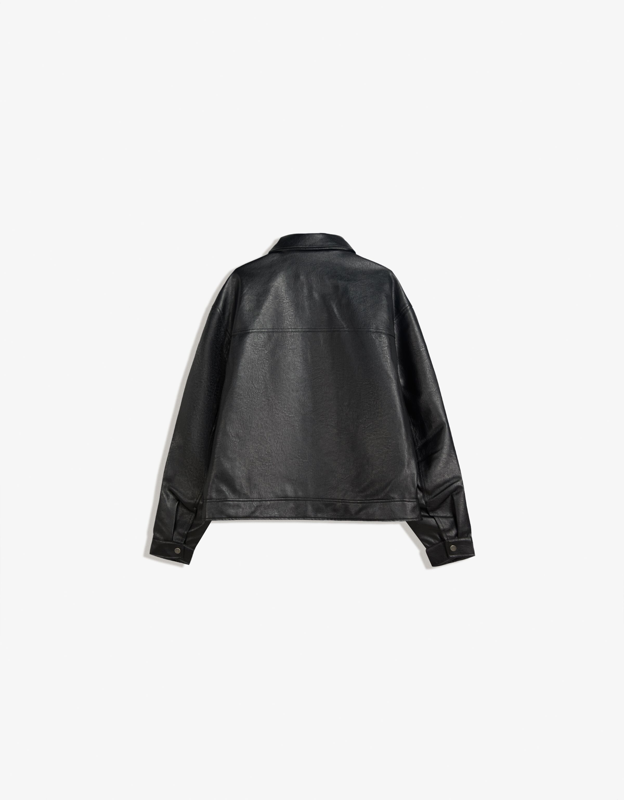 کت Jacket بافت چرم برند Bershka 1451025050