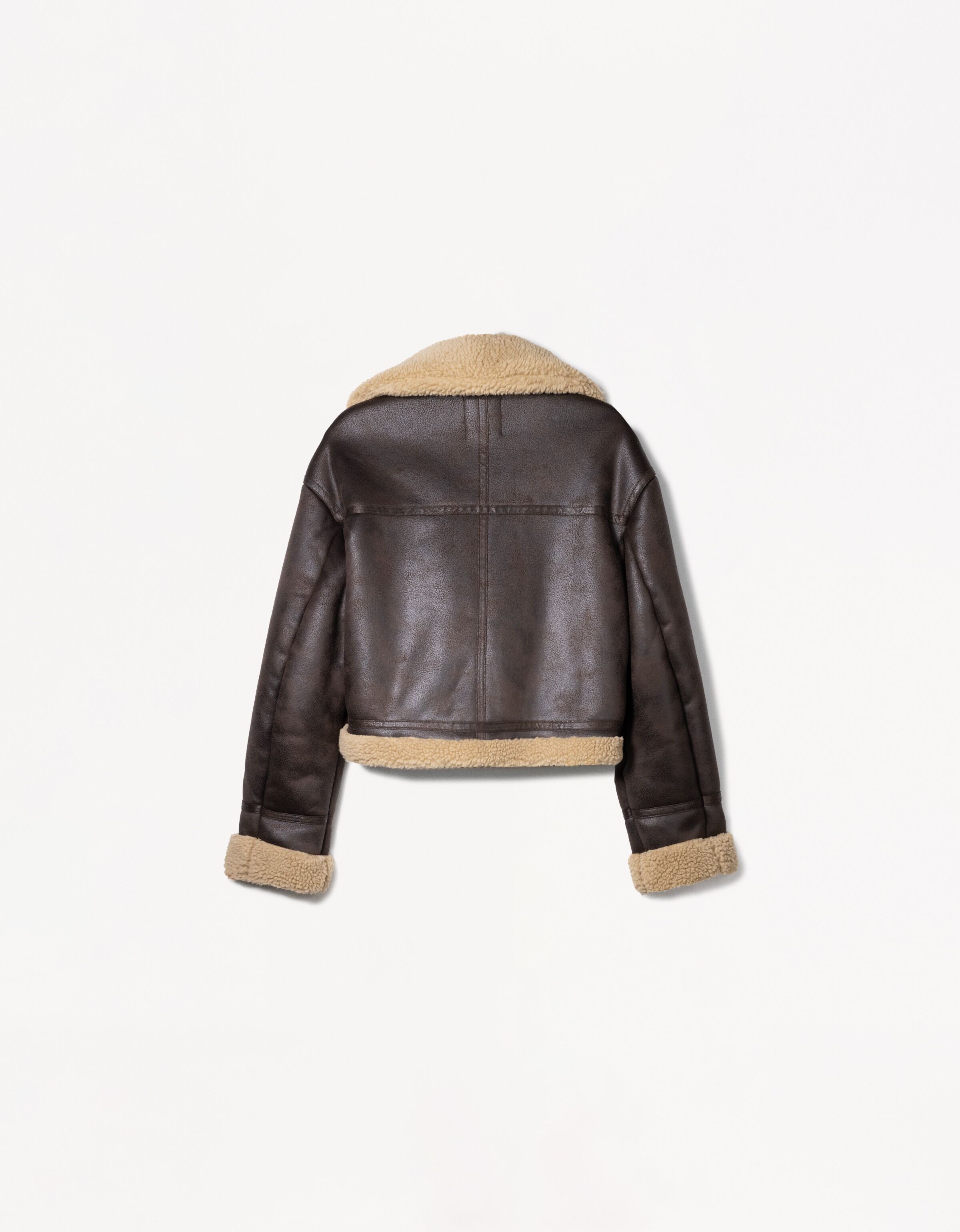 ژاکت بایکر خز مصنوعی برند Bershka 588846864