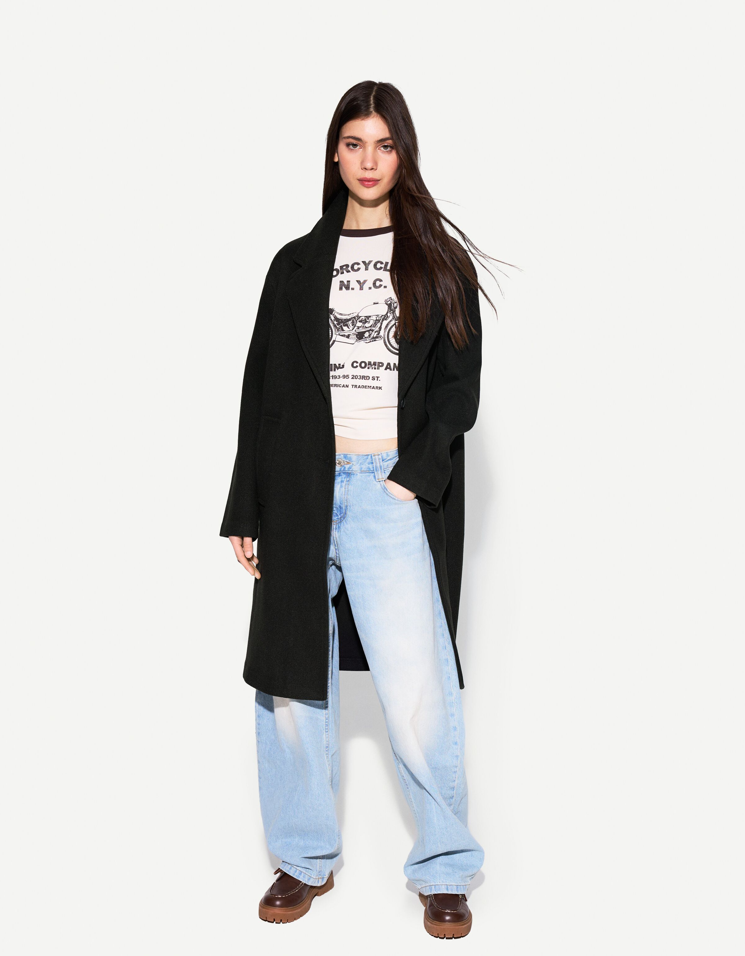 کاپشن نرم و بلند برند Bershka 451188323