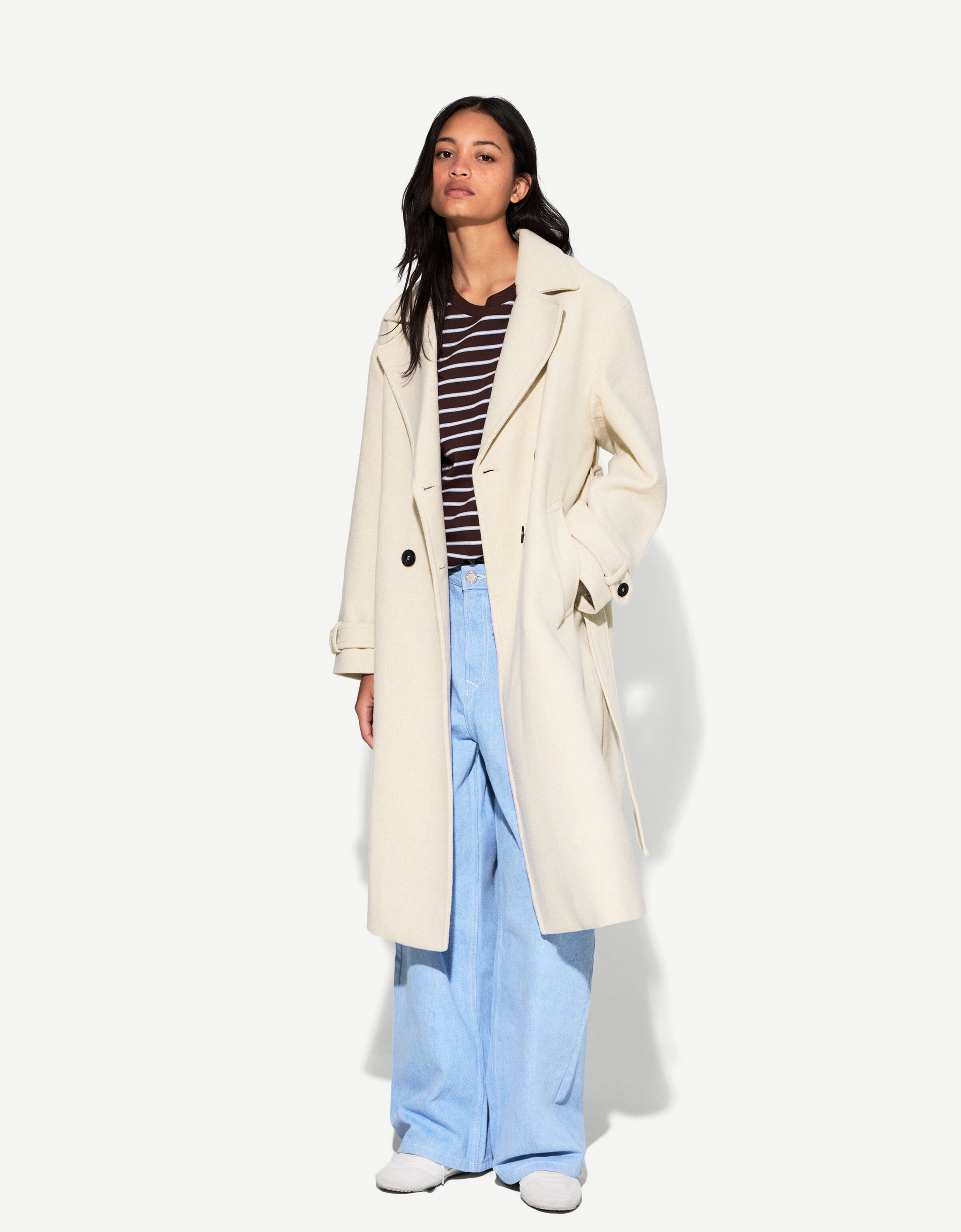 کت پوش (ترنچ کت) برند Bershka 451412071