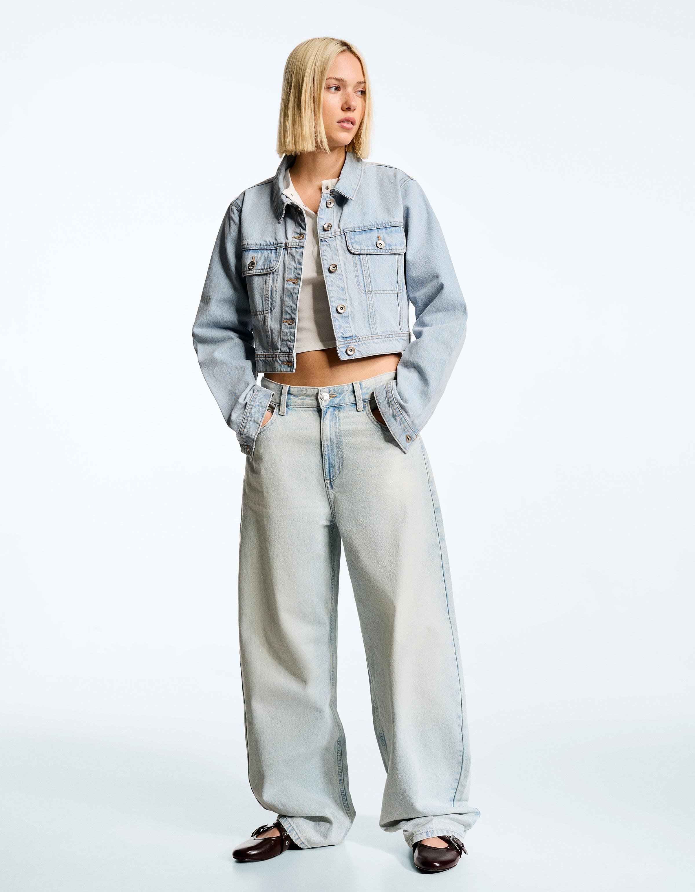 کت Jacket جین کوتاه برند Bershka 1672710456