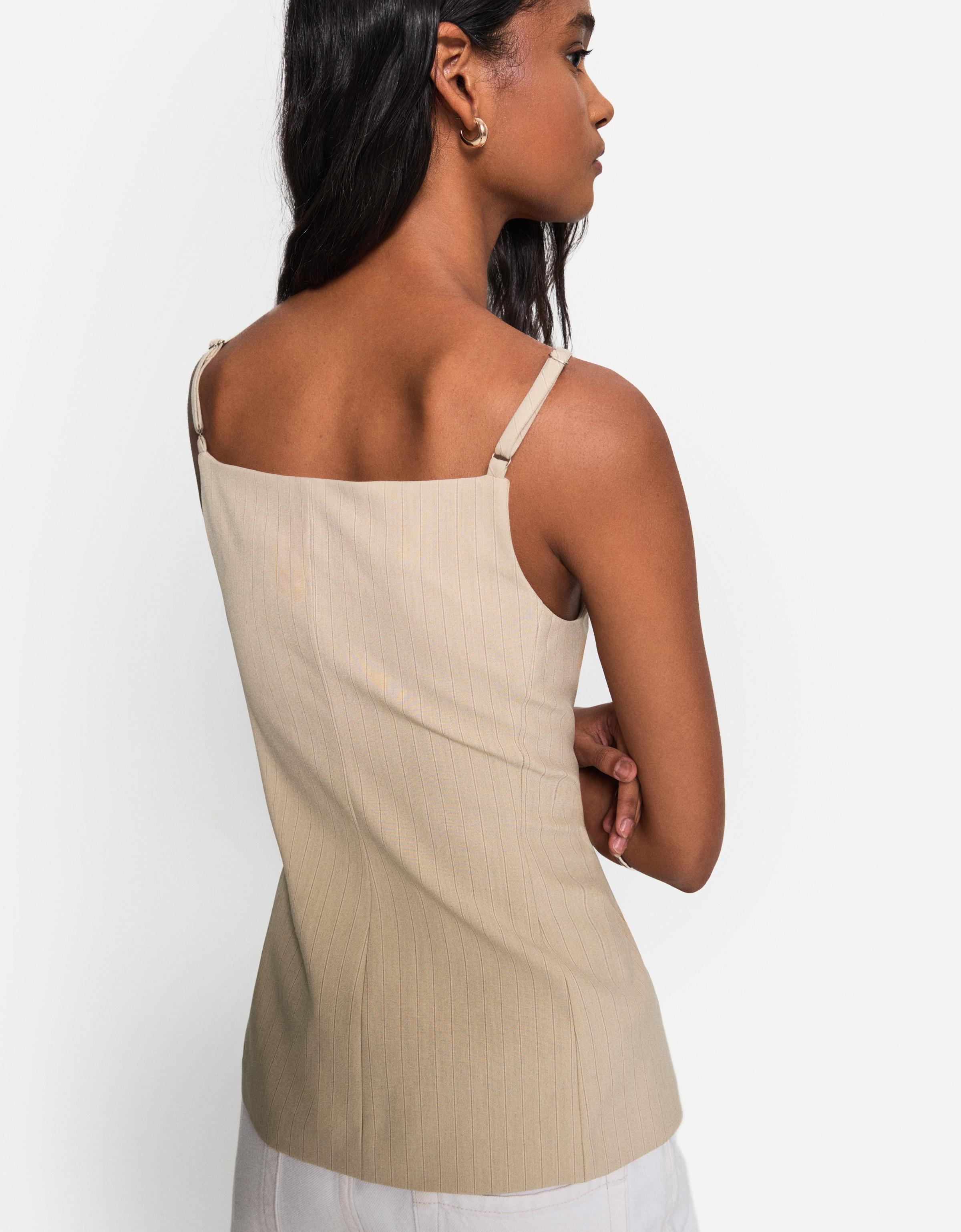 جلیقه بلند با یقه مربعی برند Bershka 1672860478