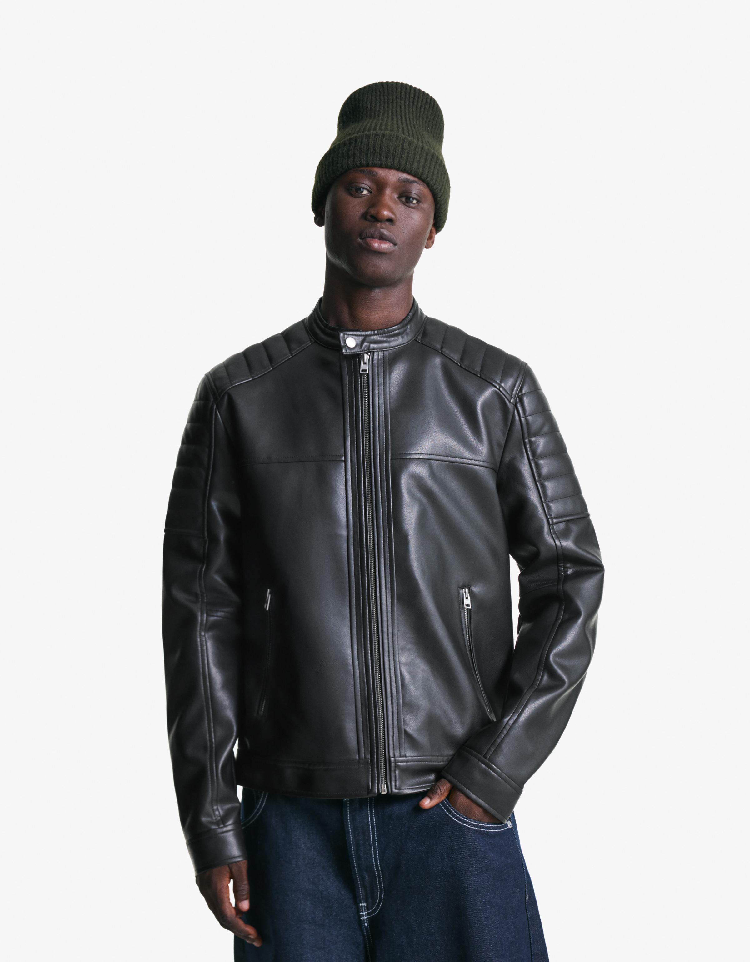 کت jacket چرم برند Bershka 1674230006