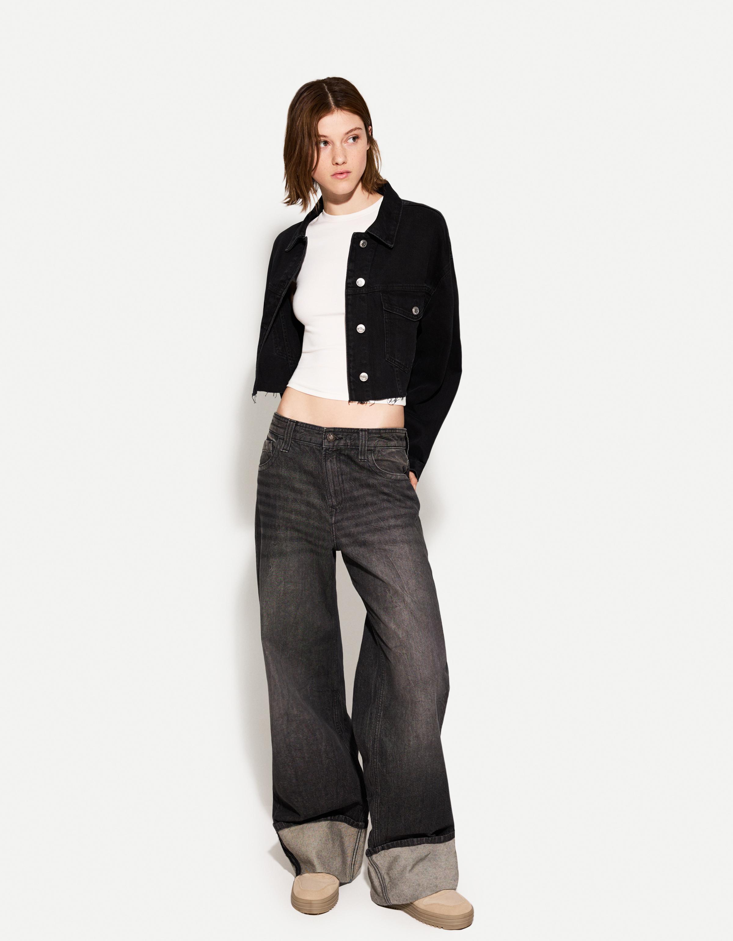 کت jacket جین کوتاه برند Bershka 1672773296
