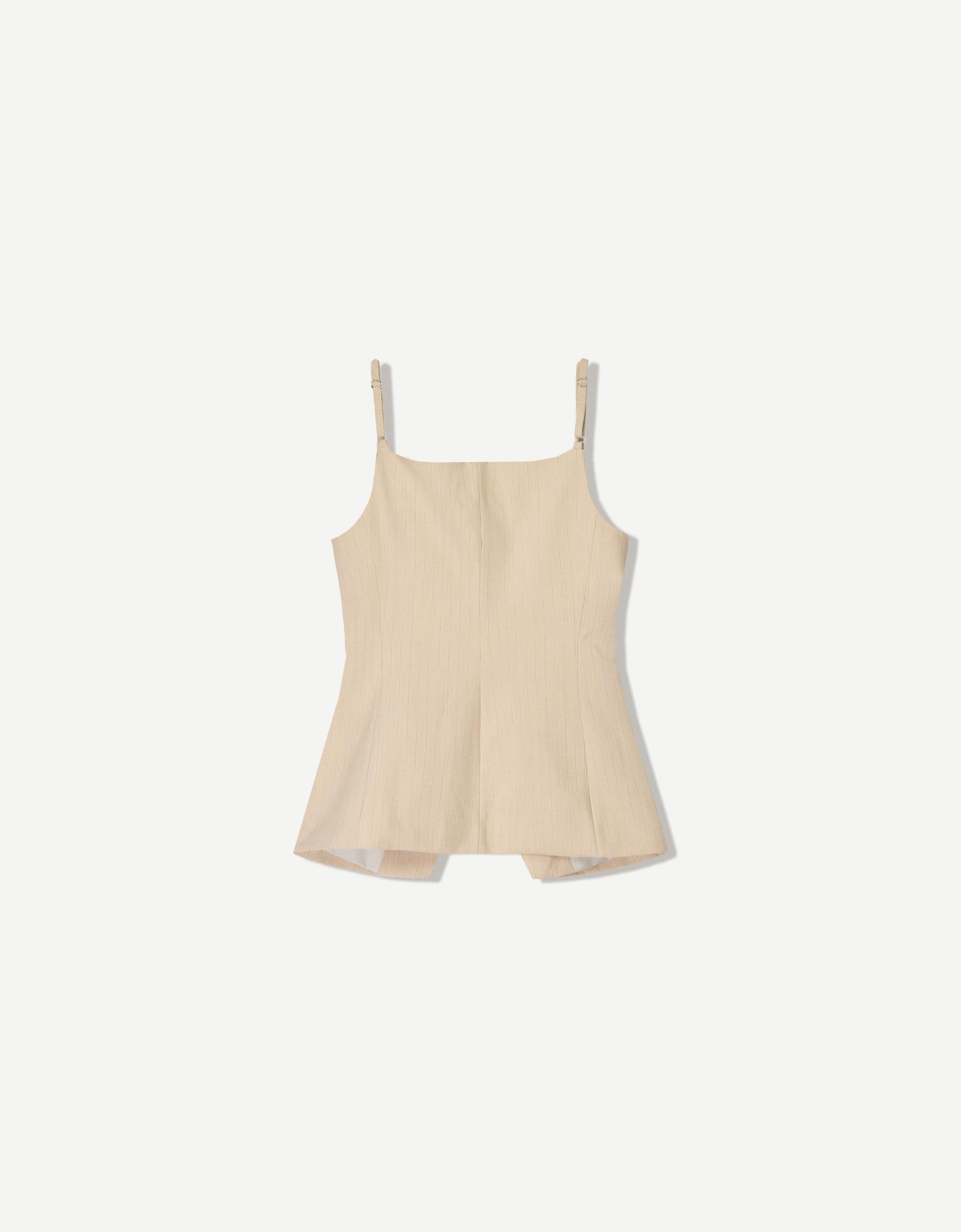 جلیقه بلند با یقه مربعی برند Bershka 1672860476