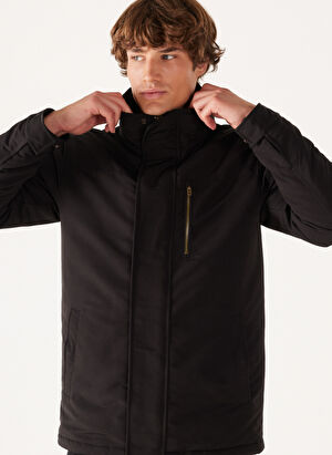   کاپشن مردانه مشکی Wrangler با کلاه و فیت معمولی مدل W40BWW100