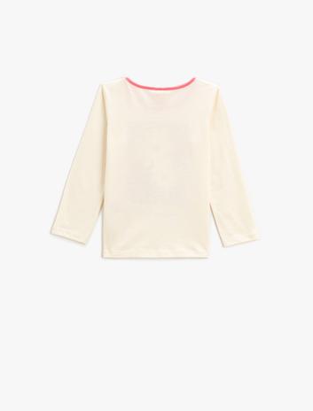 تی‌شرت دورگرد با آستین بلند و طرح بابونه از جنس پنبه برند Koton 5331185