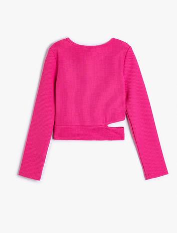 بلوز آستین بلند با جزئیات پنجره و یقه گرد کشباف برند Koton 5299176