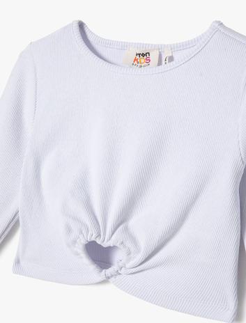 بلوز کاشکورس با یقه گرد، آستین بلند و جزئیات پنجره قلبی از جنس پنبه برند Koton 35771280