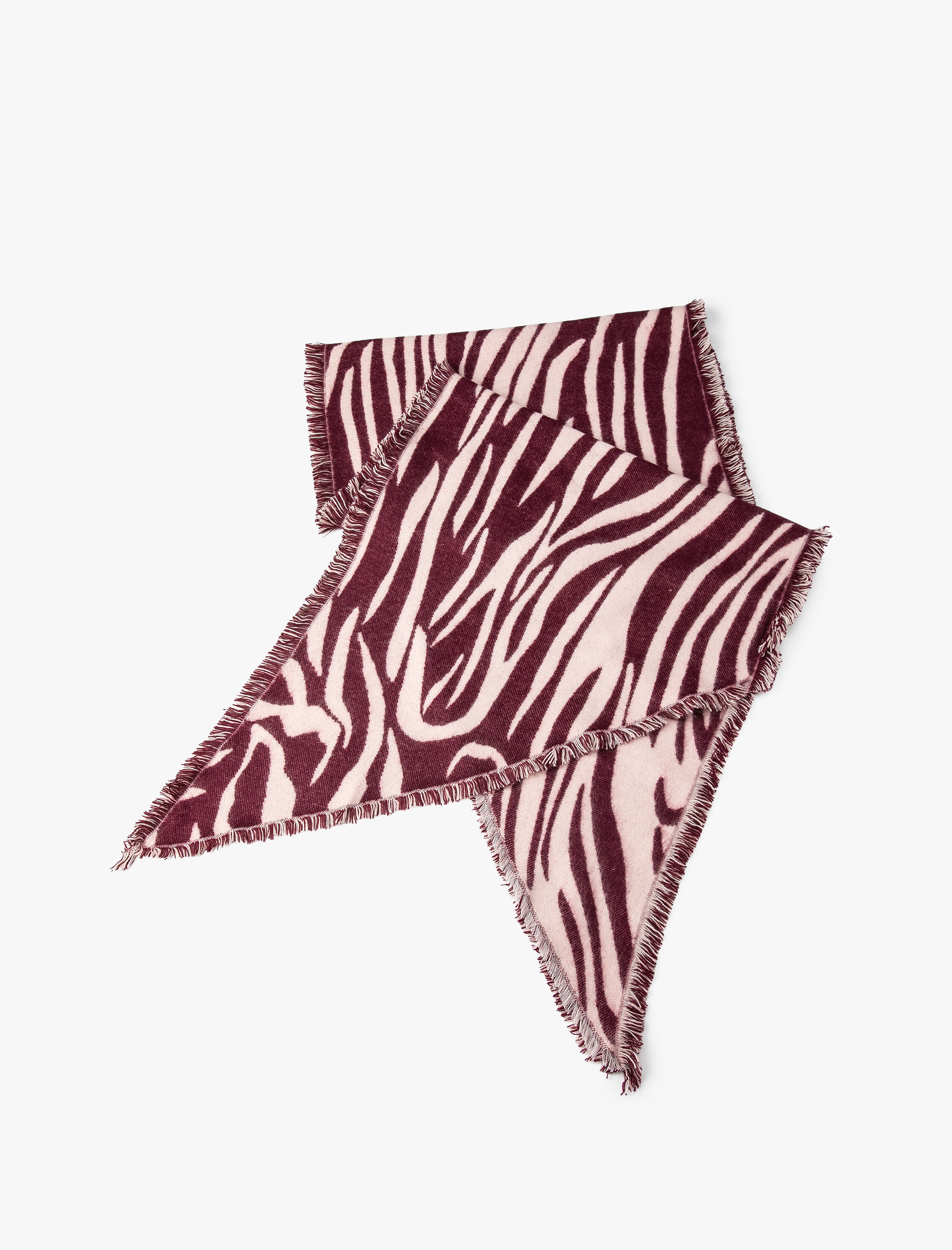 شال طرح زبرا، دوطرفه با برش نامتقارن و fringes برند Koton