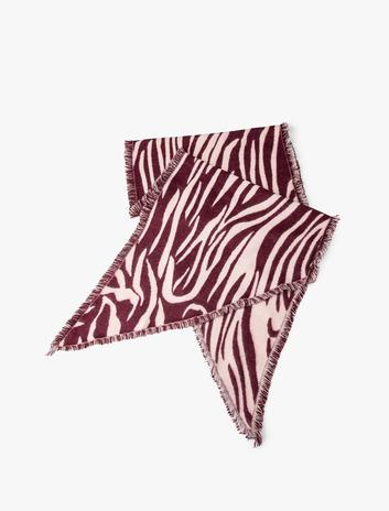 شال طرح زبرا، دوطرفه با برش نامتقارن و fringes