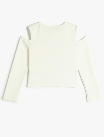 تیشرت آستین بلند یقه گرد با جزئیات پنجره‌ای برند Koton 5298406