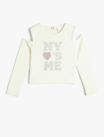 تیشرت آستین بلند یقه گرد با جزئیات پنجره‌ای