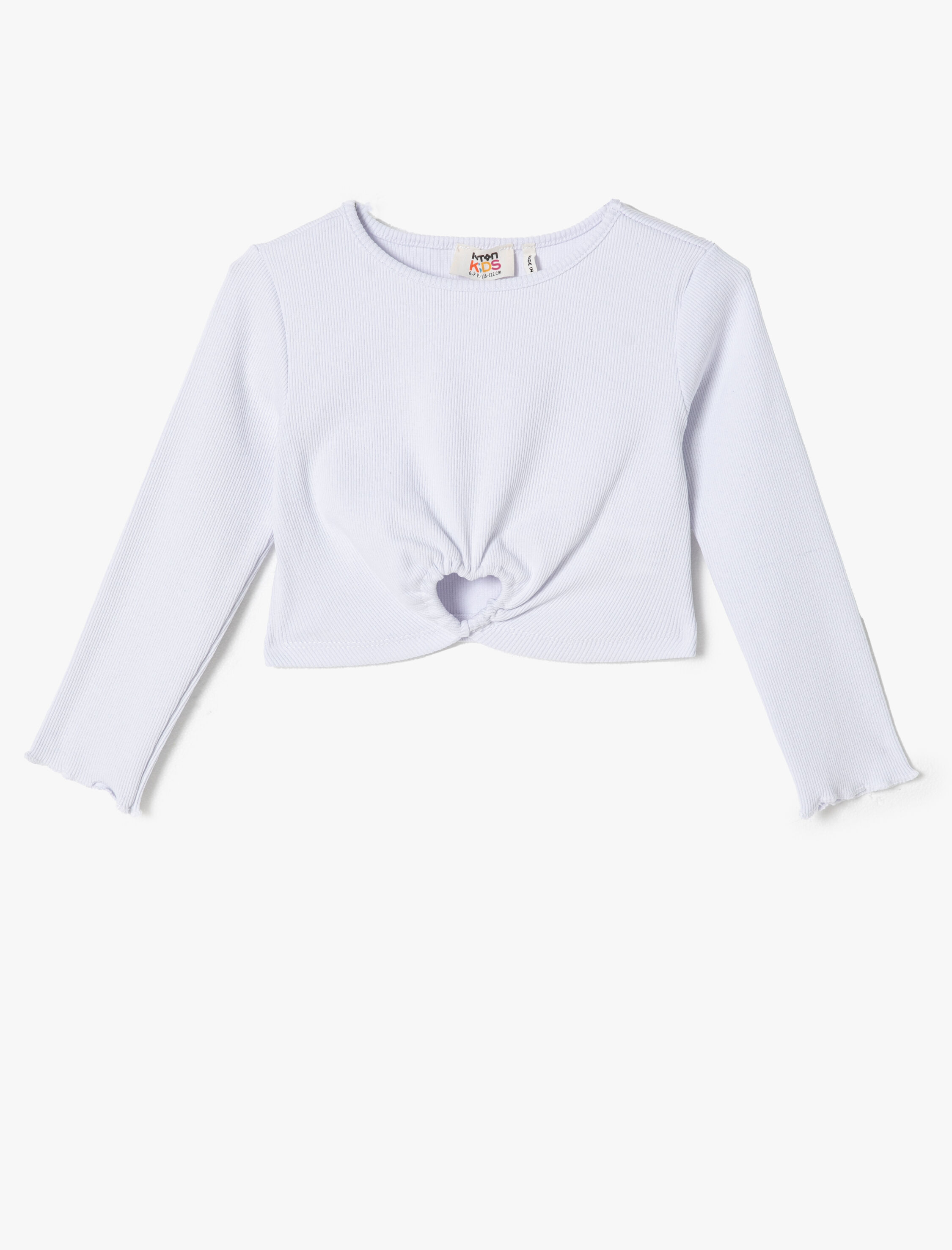 بلوز کاشکورس با یقه گرد، آستین بلند و جزئیات پنجره قلبی از جنس پنبه برند Koton