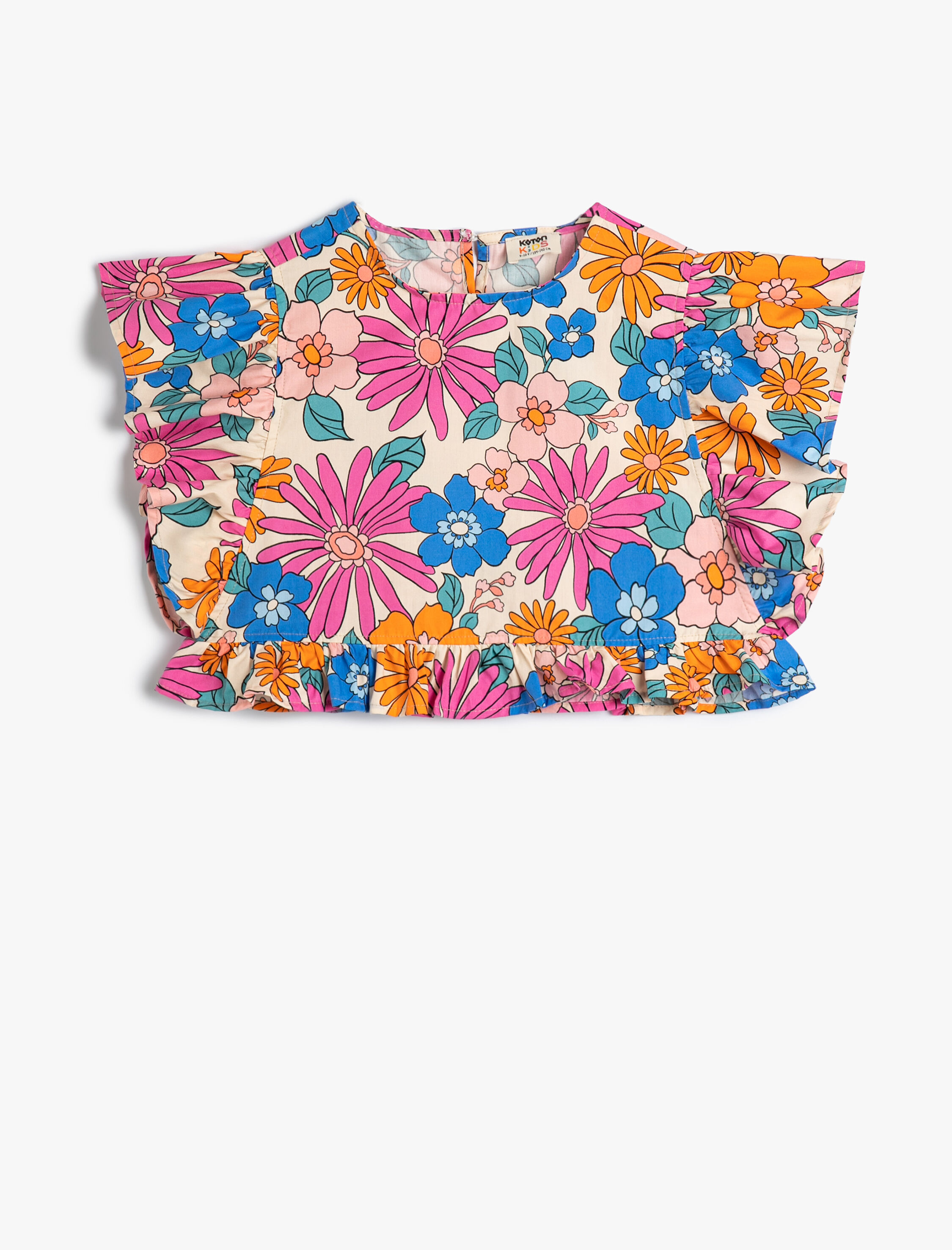 بلوز کراپ با جزئیات ریش‌دار و یقه گرد از جنس پنبه برند Koton