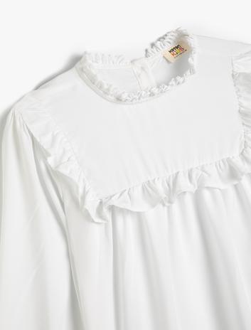 بلوز آستین بلند یقه ایستاده با مچ‌های کشی از پارچه ویسکوز برند Koton 5298344