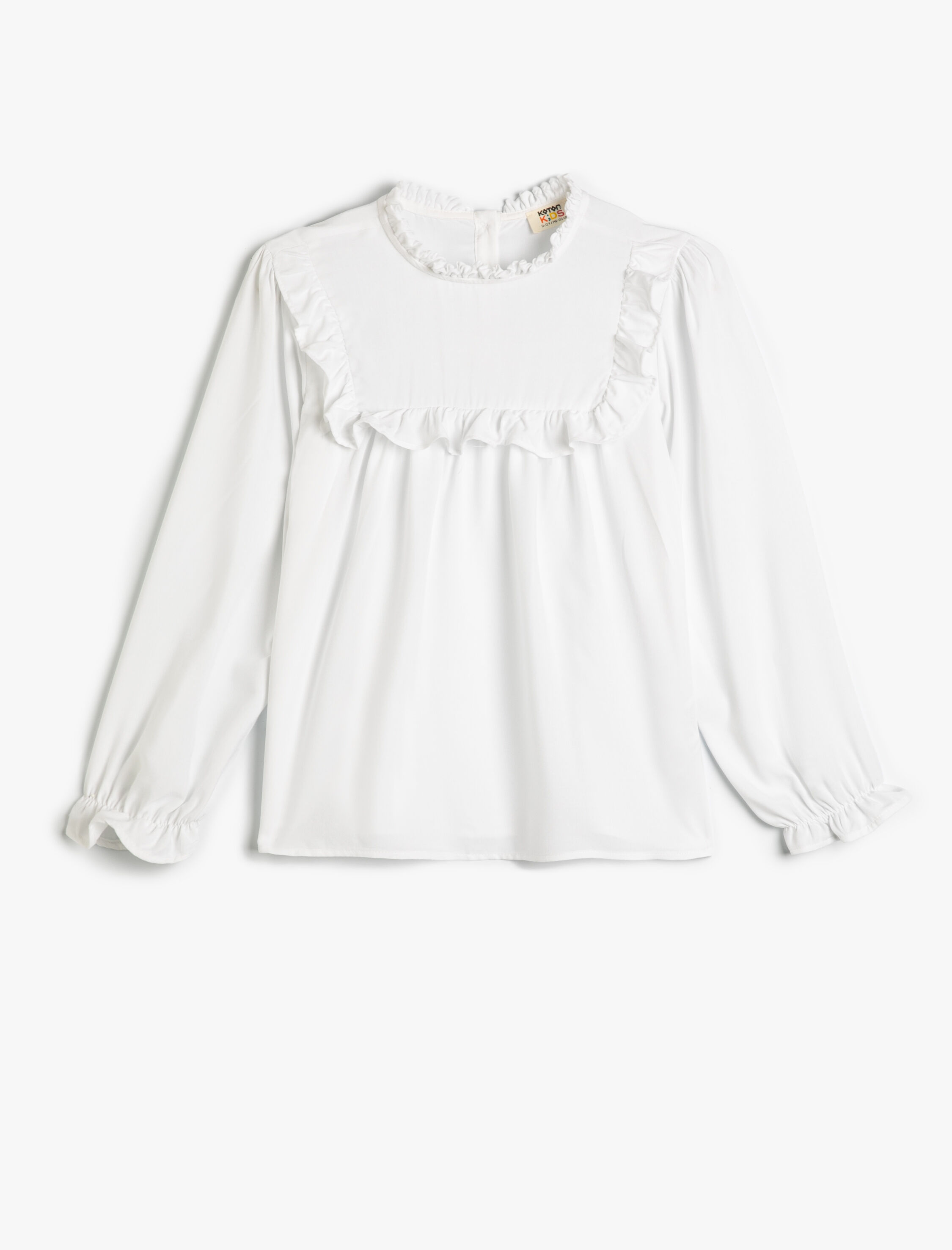 بلوز آستین بلند یقه ایستاده با مچ‌های کشی از پارچه ویسکوز برند Koton