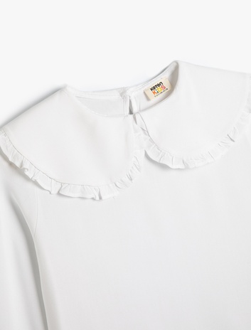 بلوز با یقه بزرگ و آستین بلند از پارچه ویسکوز