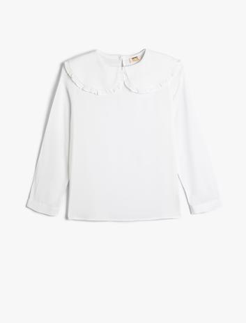 بلوز با یقه بزرگ و آستین بلند از پارچه ویسکوز برند Koton 960204889