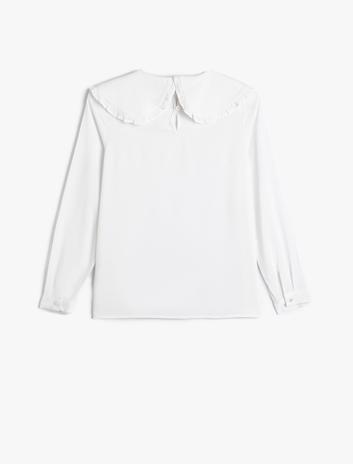 بلوز با یقه بزرگ و آستین بلند از پارچه ویسکوز برند Koton 960204890