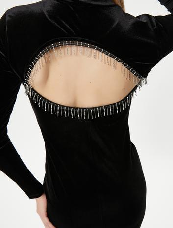 پیراهن مینی مخملی یقه ایستاده - مجموعه دست‌ساز برند Koton 5330512