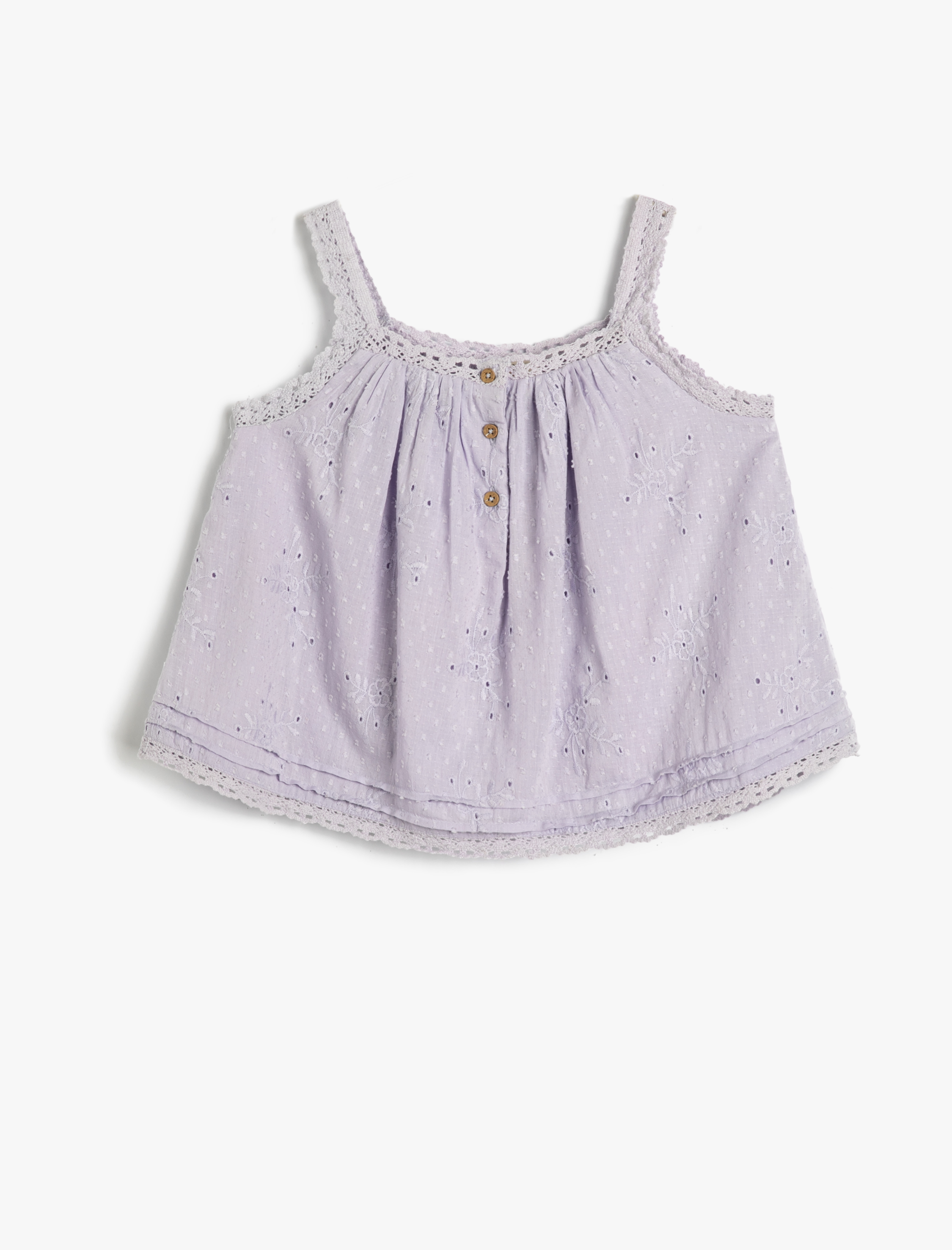 بلوز آستین‌دار با گل‌دوزی و دکمه، از جنس پنبه و با آستر برند Koton