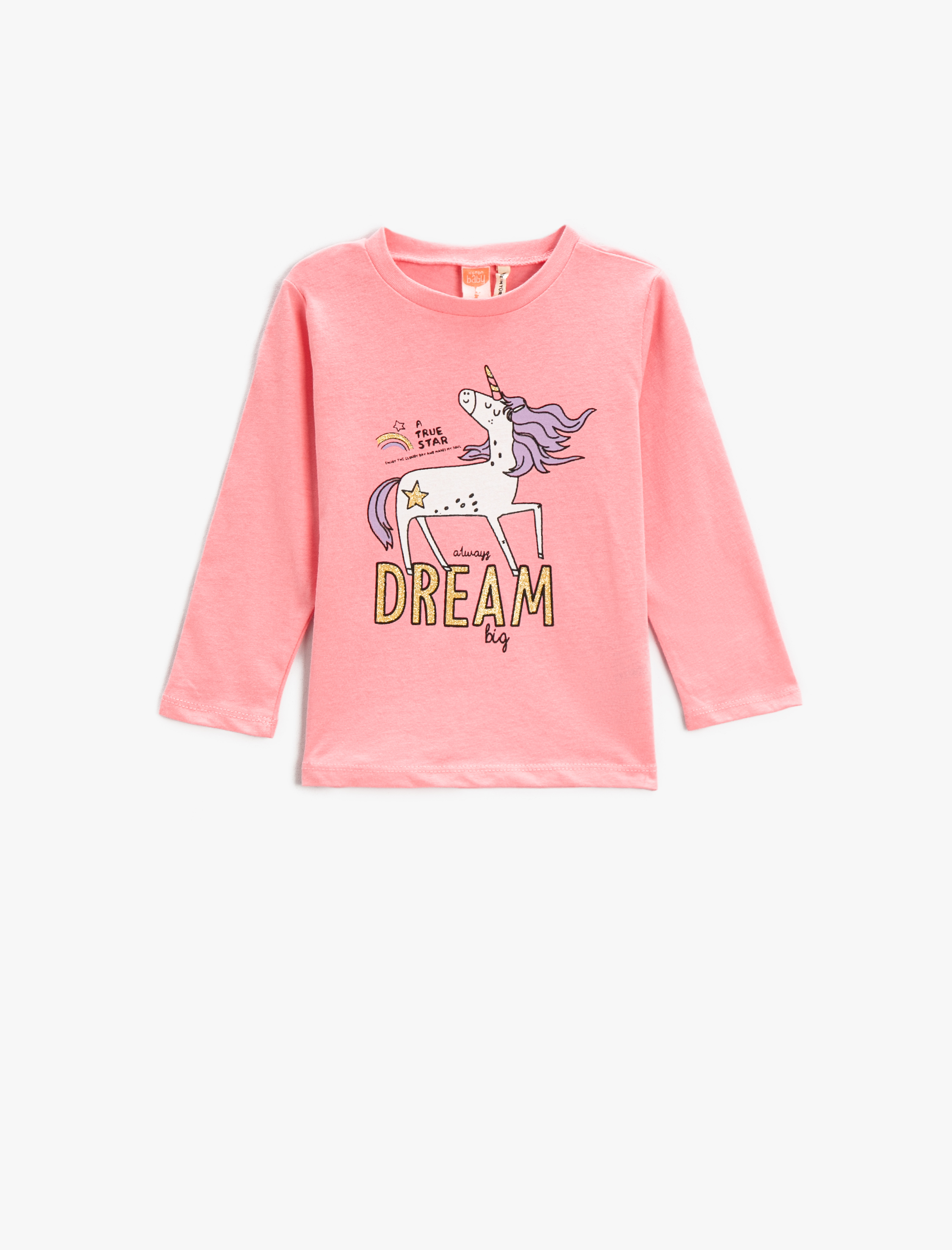 تی‌شرت چاپی آستین بلند یقه گرد برند Koton