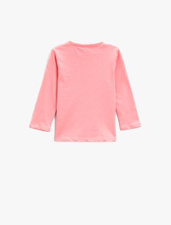 تی‌شرت چاپی آستین بلند یقه گرد برند Koton 10240903