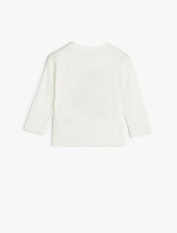 تی‌شرت آستین بلند یقه گرد با طرح شعار از جنس پنبه برند Koton 1122116458