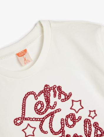 تی‌شرت آستین بلند یقه گرد با طرح شعار از جنس پنبه برند Koton 1122116459