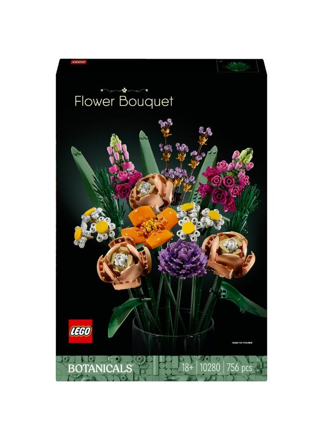 لگو: بوکت گل مصنوعی برند باتانیکالز - ست گل برای بزرگسالان شامل گل‌های رز، گل‌های اژدها، شقایق‌ها، گل‌های آستر و گل‌های مروارید - دکور خانه