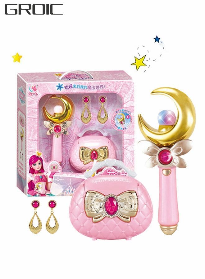 لوازم جانبی لباس پوشیدن پرنسس در جعبه، وسایل بازی تخیلی، عصای جادوئی موسیقی پرنسس، کیف دستی، اسباب بازی‌های گوشواره، اسباب بازی‌های آموزشی برای کودکان برند groic