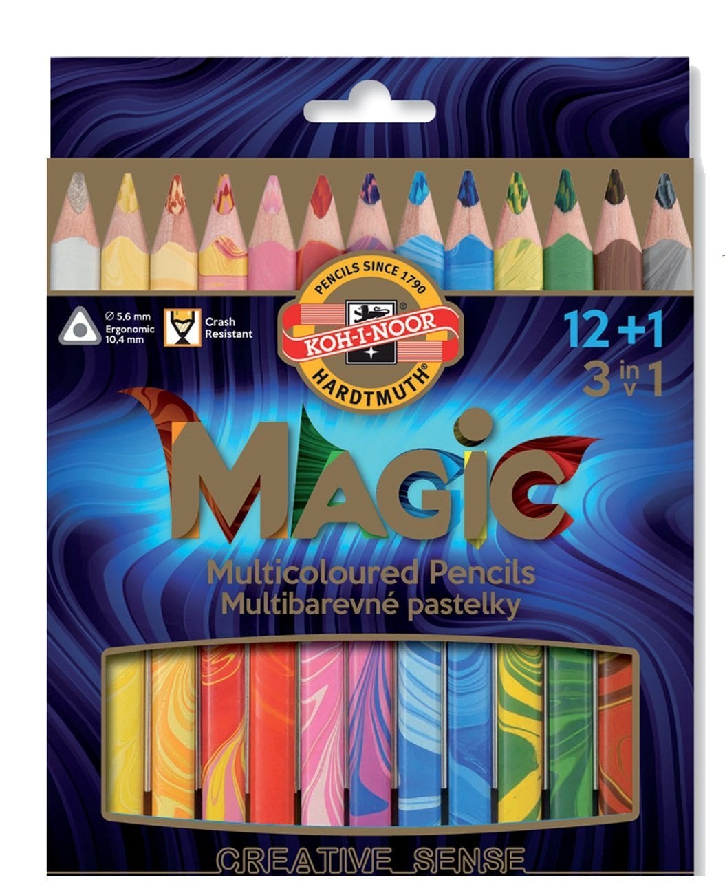 مداد رنگی چند رنگ هنری کوه نور - ست ۱۲+۱ رنگ متنوع برند koh-i-noor