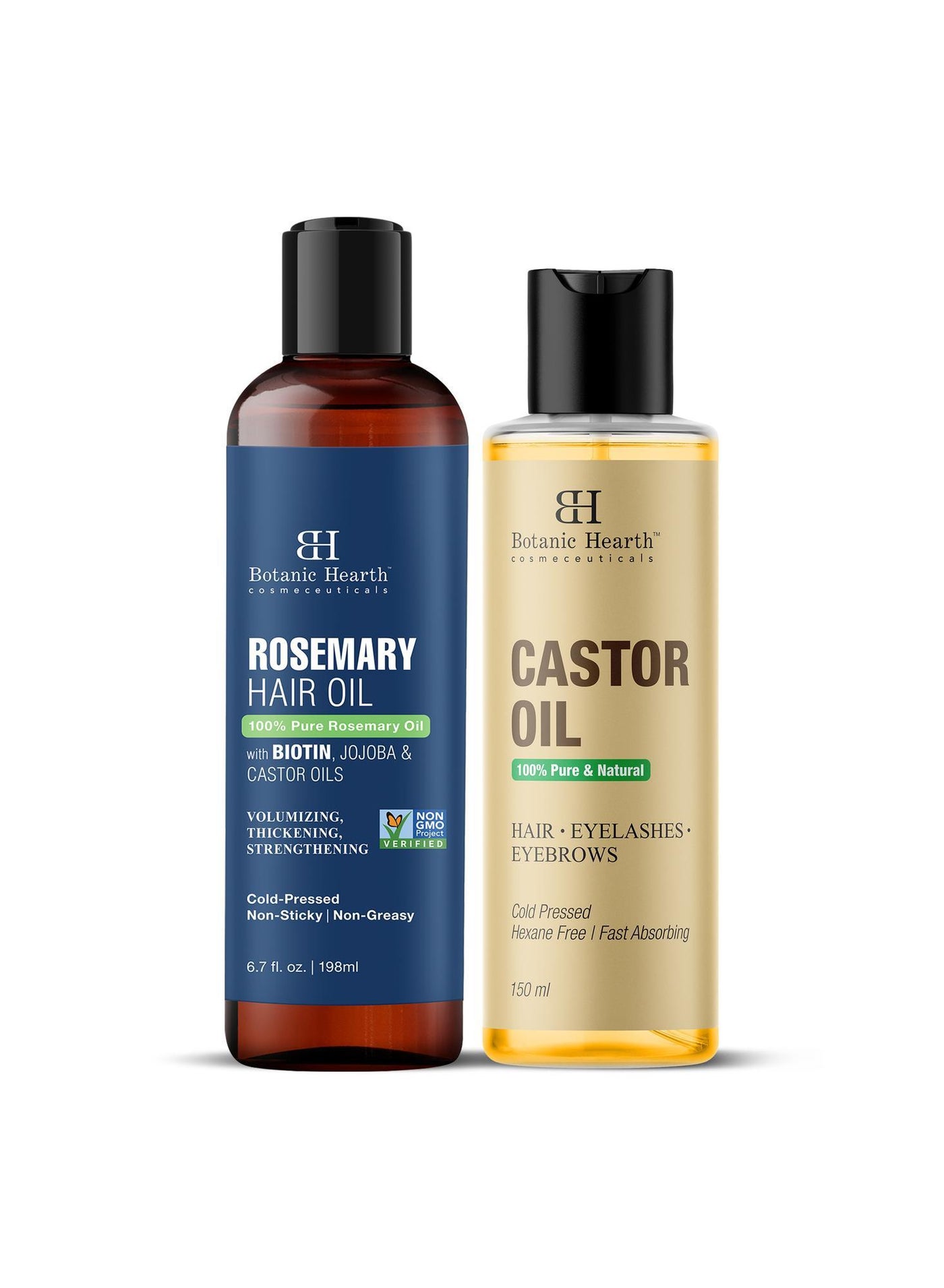 ست ترکیبی روغن موی کاستور ۱۵۰ میلی لیتر و روغن موی رزماری ۱۹۸ میلی لیتر برند بوتانیک هارت برند botanic hearth