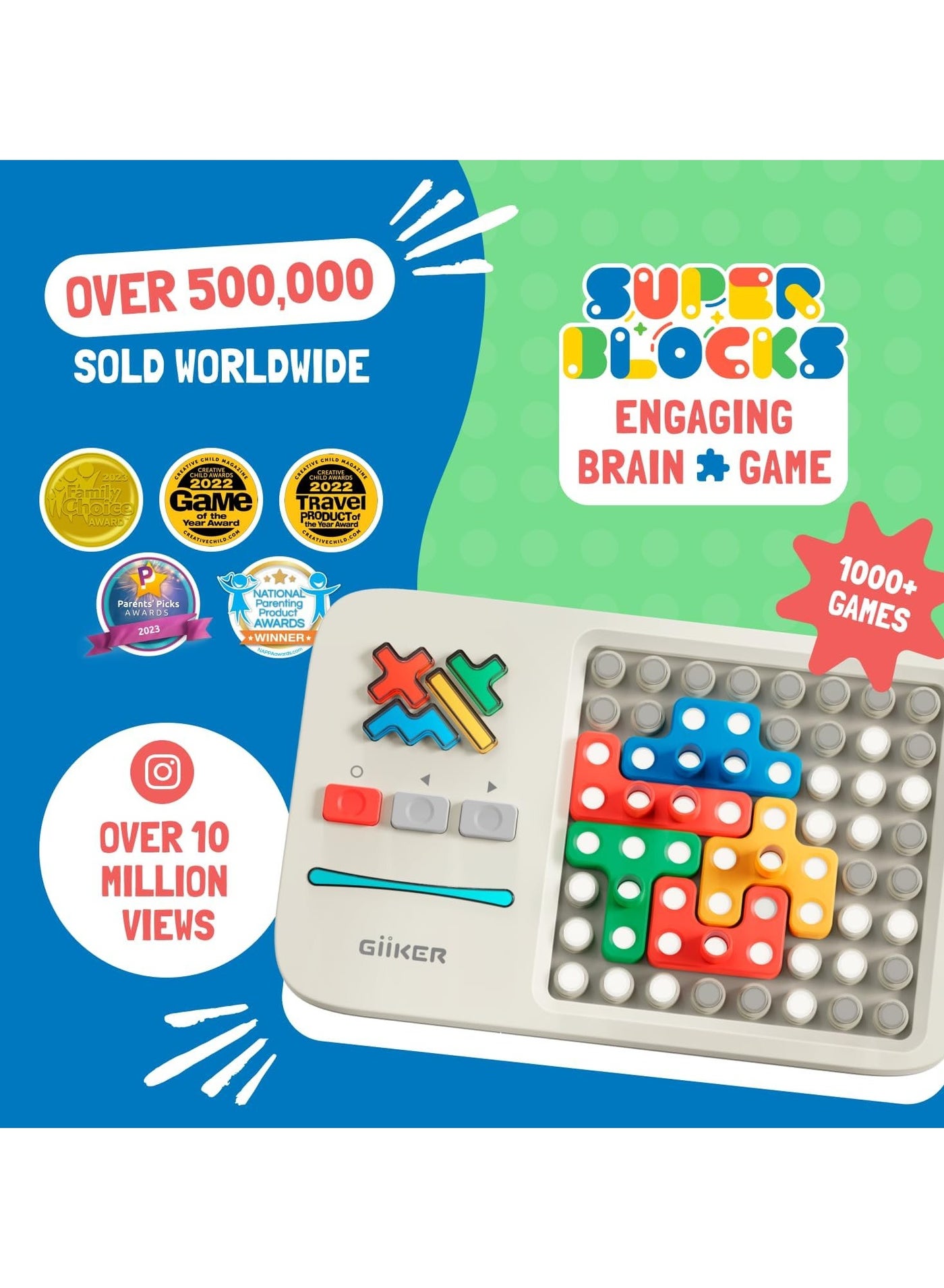 بازی پازل تطبیق الگوهای سوپر بلاک برند گی‌کر برای کودکان و نوجوانان برند giiker