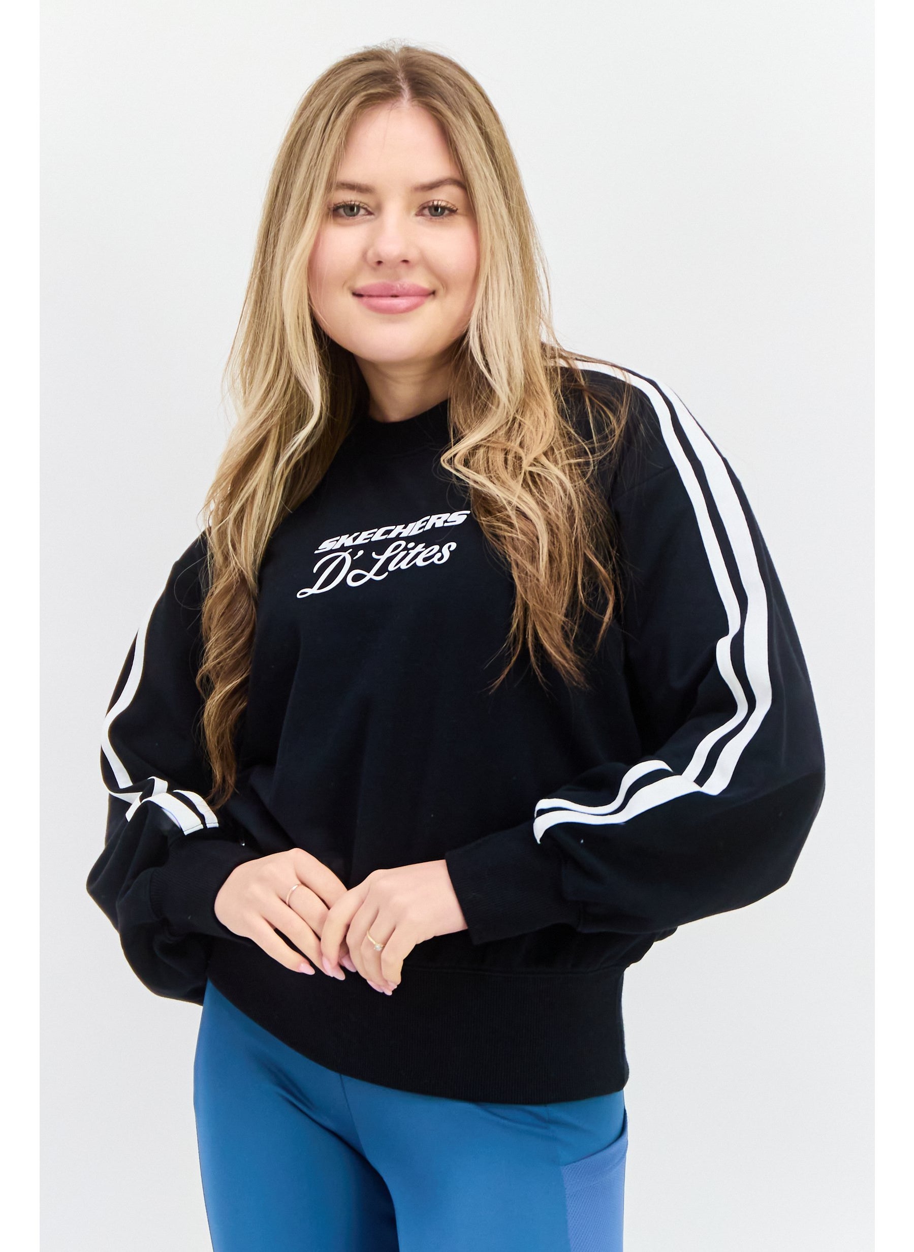 سویشرت تمرینی زنانه آستین بلند یقه گرد، مشکی برند skechers