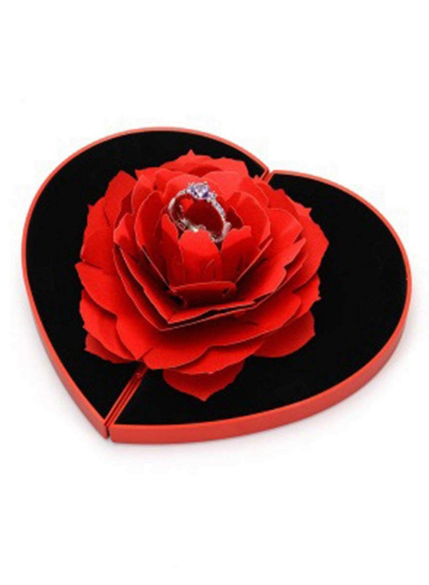 جعبه حلقه، جعبه حلقه نامزدی گل رز، نگهدارنده جواهرات سورپرایز برای زن به عنوان هدیه جواهرات حلقه نامزدی عروسی در روز ولنتاین برند kastwave