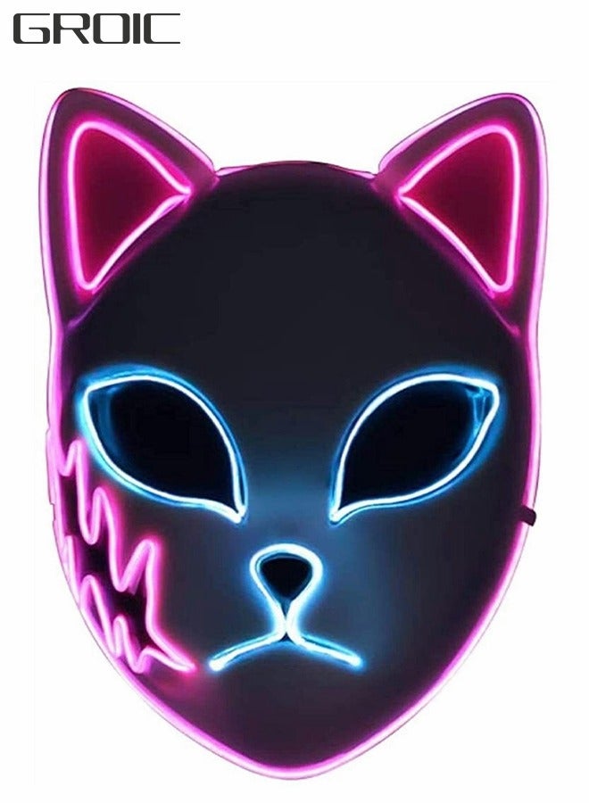 ماسک LED فاکس، ماسک اسلیر، ماسک کاسپلی، ماسک درخشان انیمه ژاپنی، وسایل عکاسی، اسباب بازی‌های بازی تقلیدی برند groic