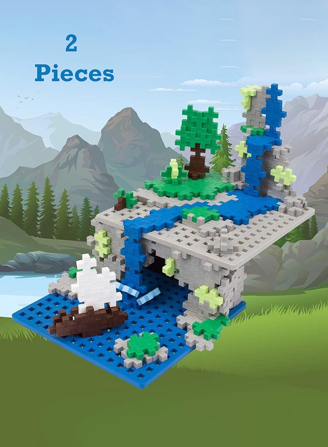 اسباب بازی ساخت و ساز خلاقانه، صفحه پایه، خاکستری و آبی، ۲ تکه برند plus-plus