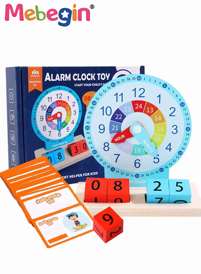 ست ساعت آموزشی چندکاره با 20 کارت، ساعت یادگیری چوبی کودک، اسباب‌بازی‌های مهدکودکی با کیفیت، اسباب‌بازی‌های توسعه‌ای رنگارنگ و سرگرم‌کننده، ابزار خوب برای توسعه حس زمان کودکان، هدیه ایده‌آل برای کودکان بالای 3 سال برند mebegin
