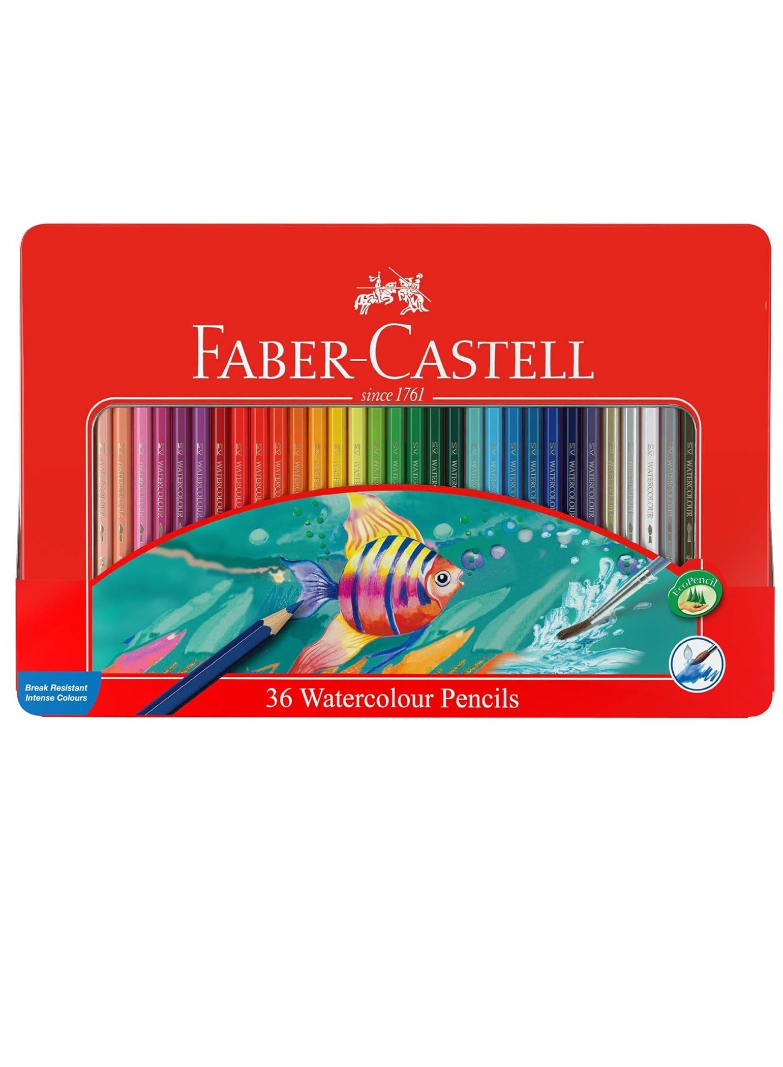 مداد رنگی آبرنگ ۳۶ تکه با قلم موی رنگ برند faber-castell