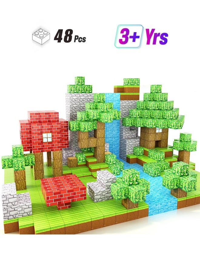 ست کلبه کنار معدن با ۴۸ تکه بلوک مغناطیسی برند halamodo