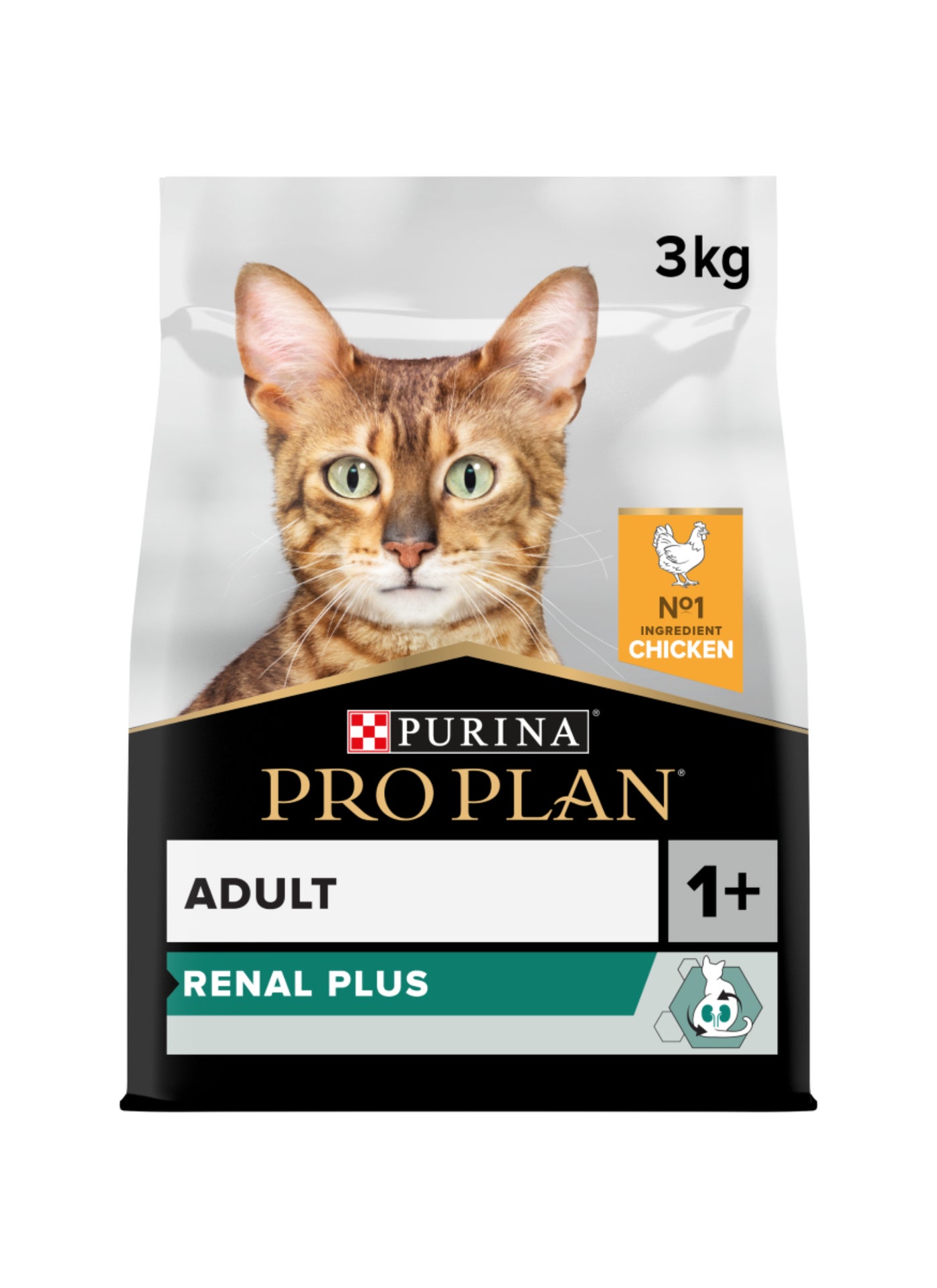 غذای خشک گربه بزرگسال برند رنال پلاس با طعم مرغ برند purina pro plan