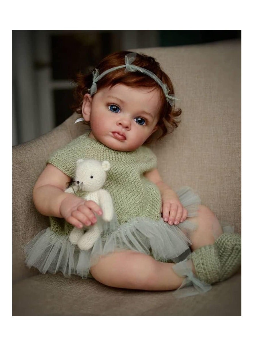 عروسک نوزاد دختر ۲۴ اینچی با بدن پارچه‌ای نرم و سر، دست و پا سیلیکونی برند dubkart