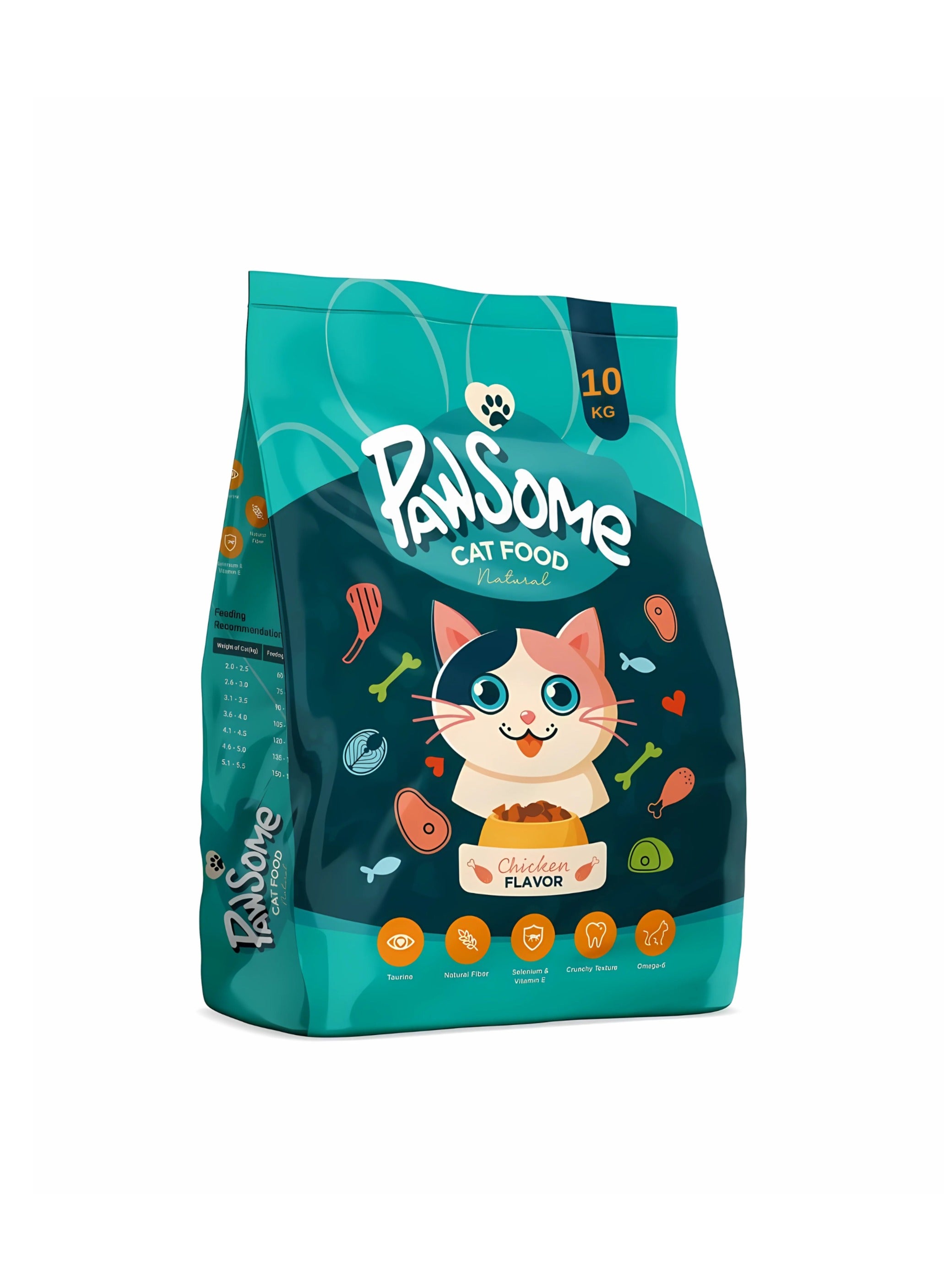 غذای خشک گربه ۱۰ کیلوگرمی طعم مرغ برند pawsome