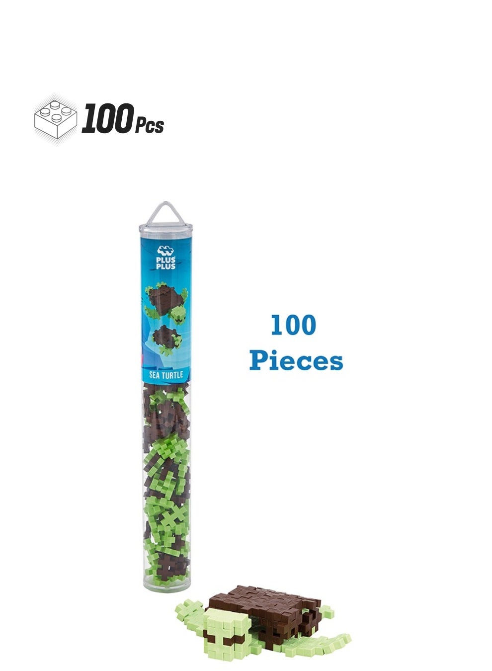 لوله بلوک‌های ساختمانی خلاقانه، لاک‌پشت، اسباب‌بازی ساخت و ساز هوشمند، 100 قطعه، چندرنگ، استاندارد برند plus-plus