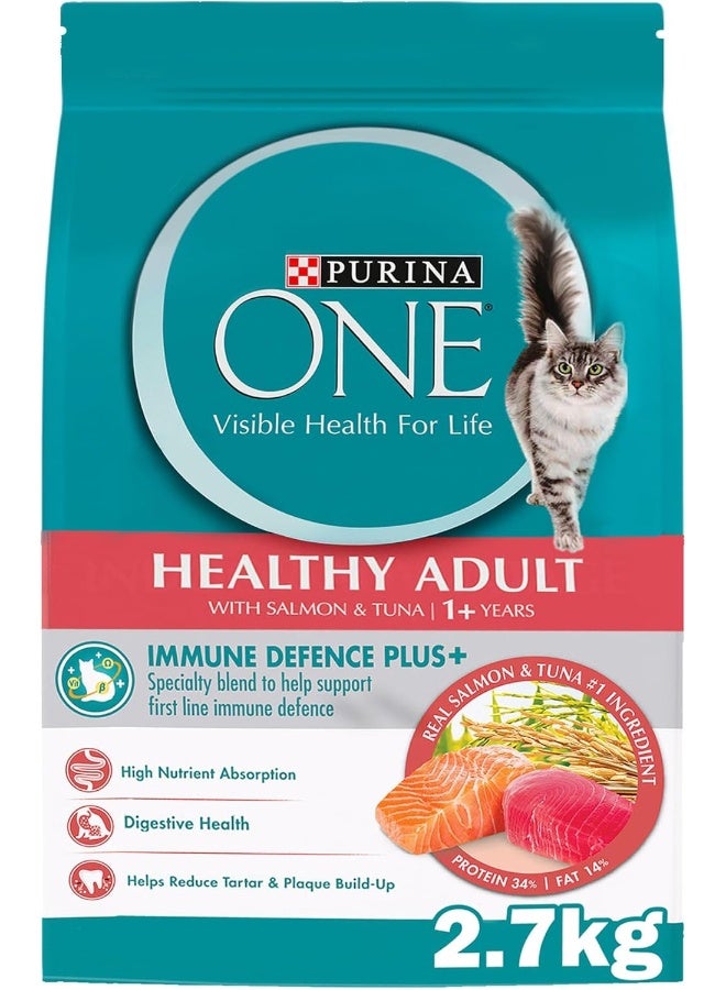 پوری‌نا وان® سالم بزرگسال با ماهی سالمون و تن (۱+ سال) ۲.۷ کیلوگرم برند purina one