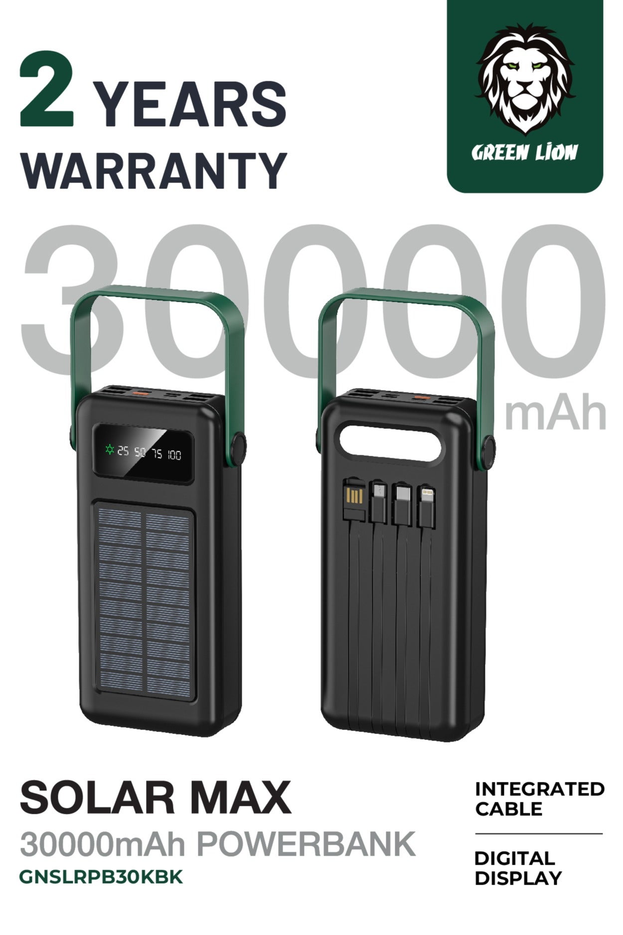 پاوربانک 30000 میلی‌آمپر برند Solar Max برند green lion