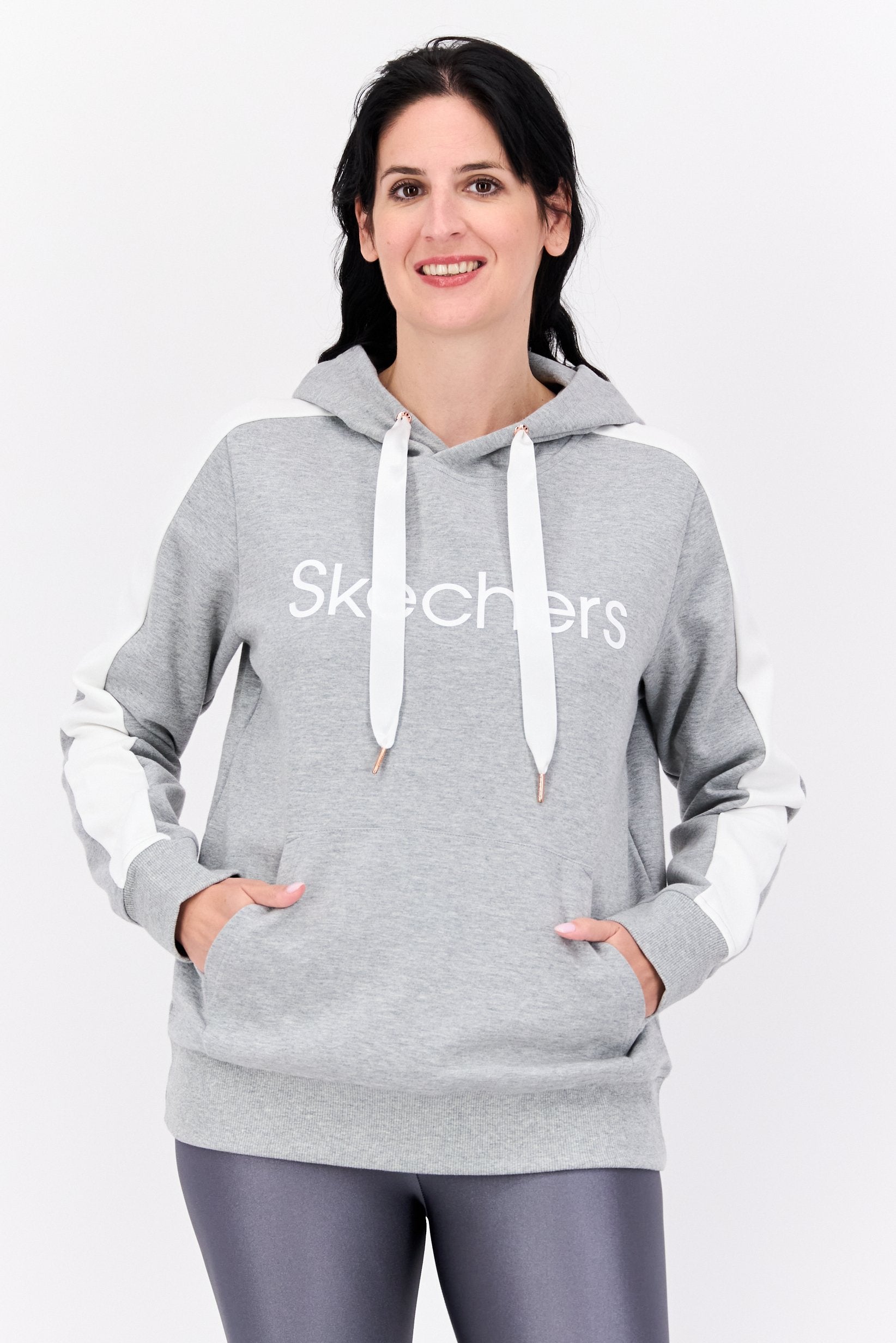 سویشرت زنانه ورزشی آستین بلند بیرونی، خاکستری برند skechers
