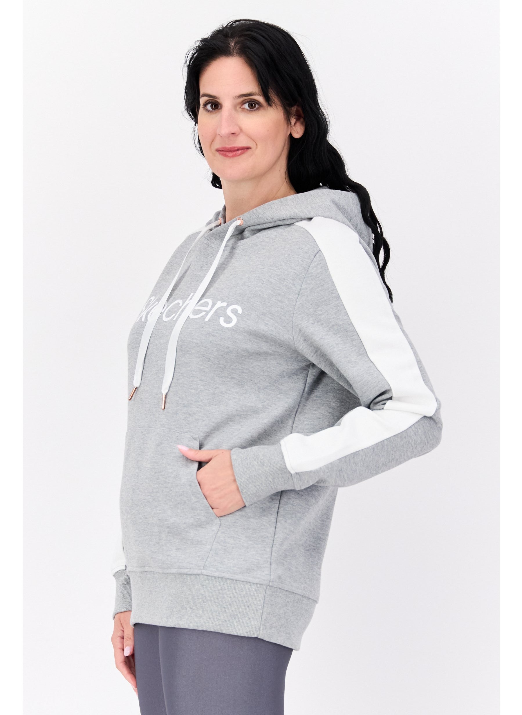 سویشرت زنانه ورزشی آستین بلند بیرونی، خاکستری برند skechers
